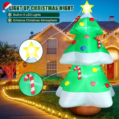 Front view of FunFanso giant inflatable Christmas tree in garden