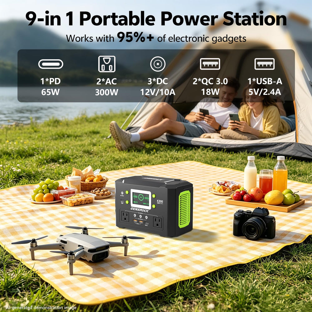 Front view of GENSROCK 300W Portable Power Station