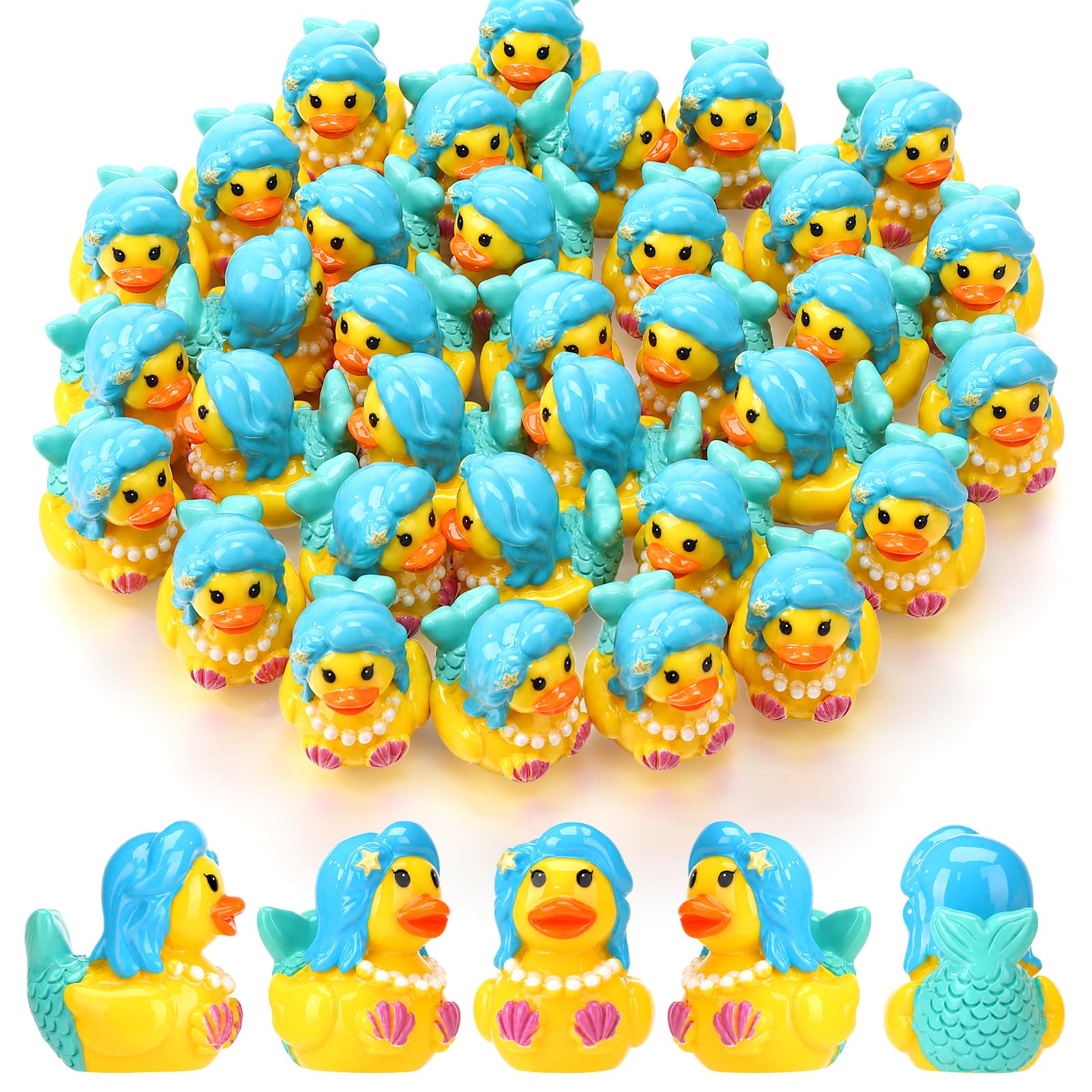 Front view of GGSTDDUP mini mermaid ducks pack of 30
