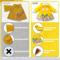 Front view of Goose Raincoat Outfit showcasing vibrant colours