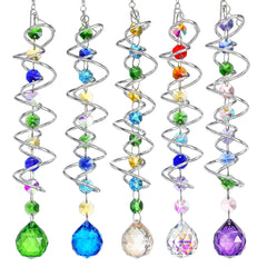 Front view of H&D HYALINE & DORA 5 Pack Crystal Suncatcher Wind Spinners
