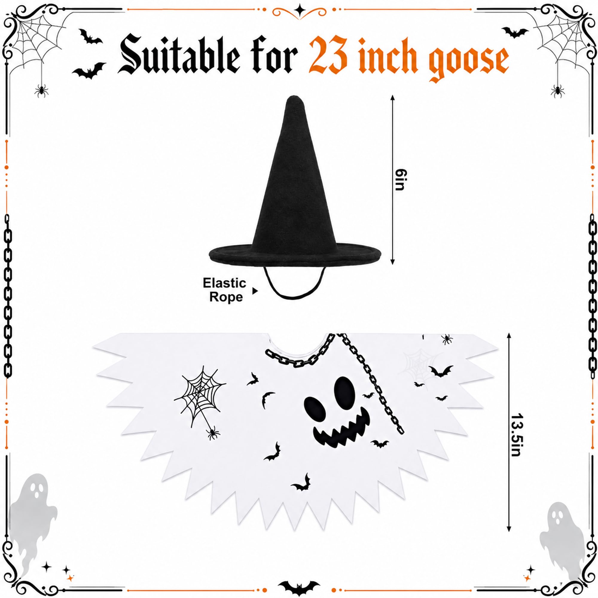 Front view of Halloween ghost costume for garden goose
