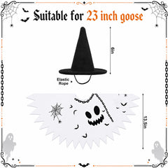 Front view of Halloween ghost costume for garden goose
