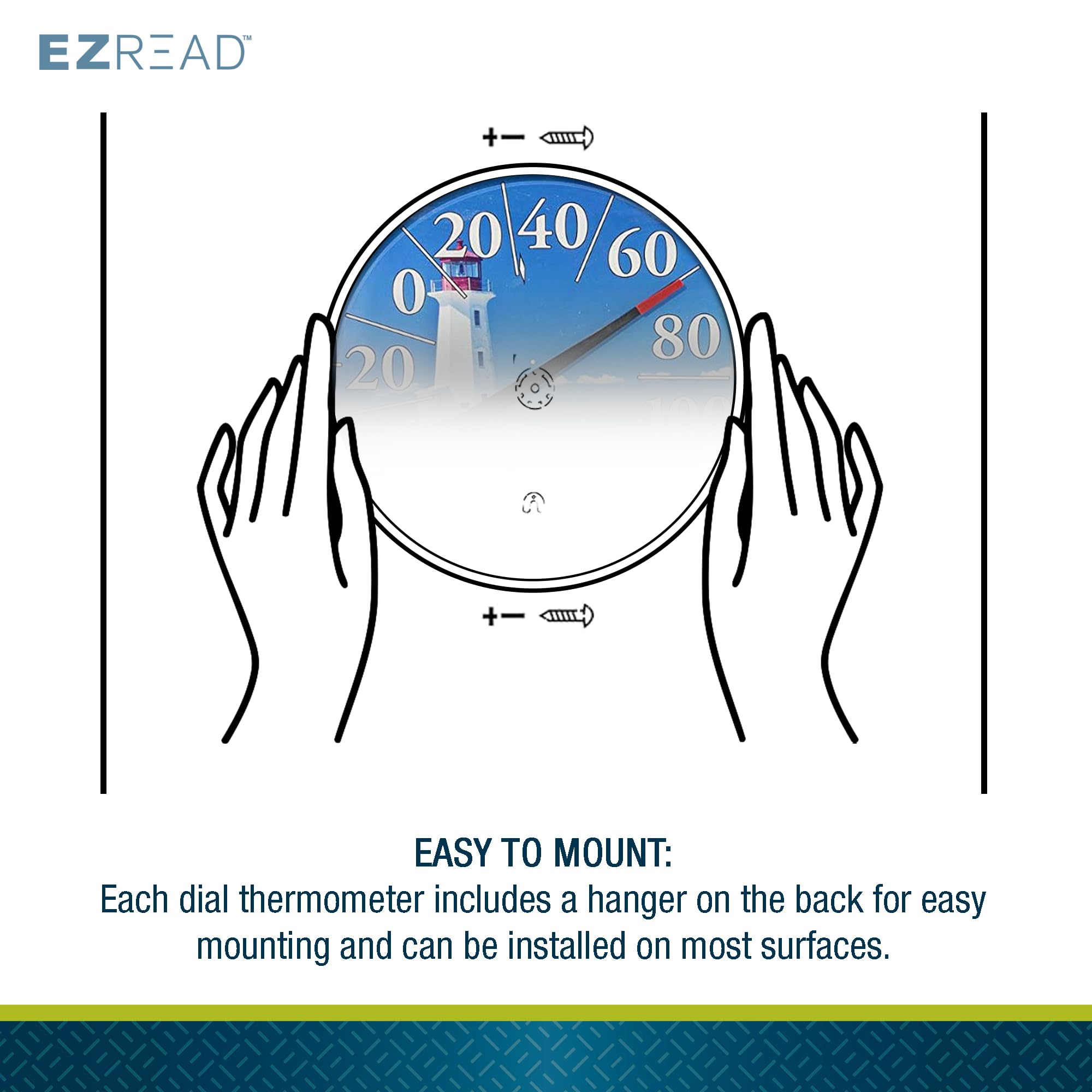 Front view of Headwind EZREAD 12.5-inch Dial Thermometer outdoors