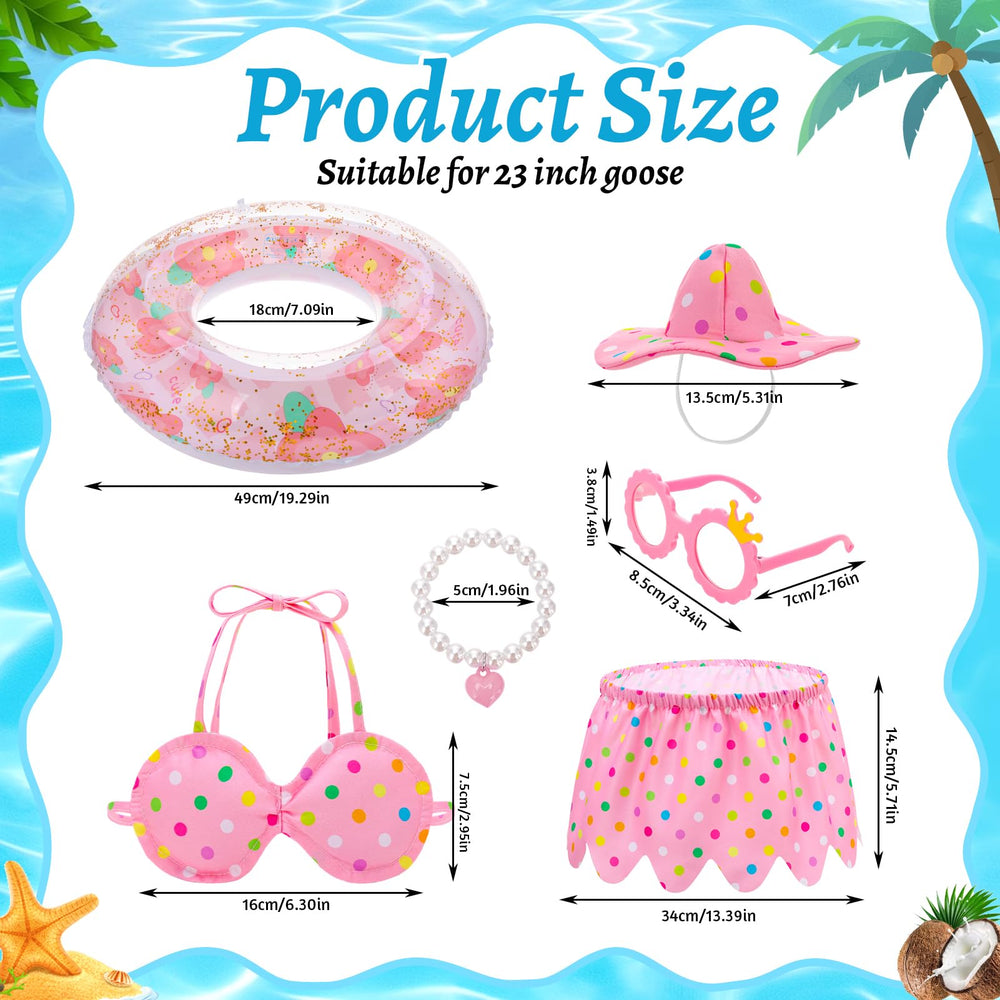 Front view of Hoemwarm Pink Bikini Goose Outfit with all accessories displayed