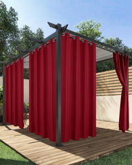 Front view of HolidayIdeas Red Outdoor Curtains 54x108 inches
