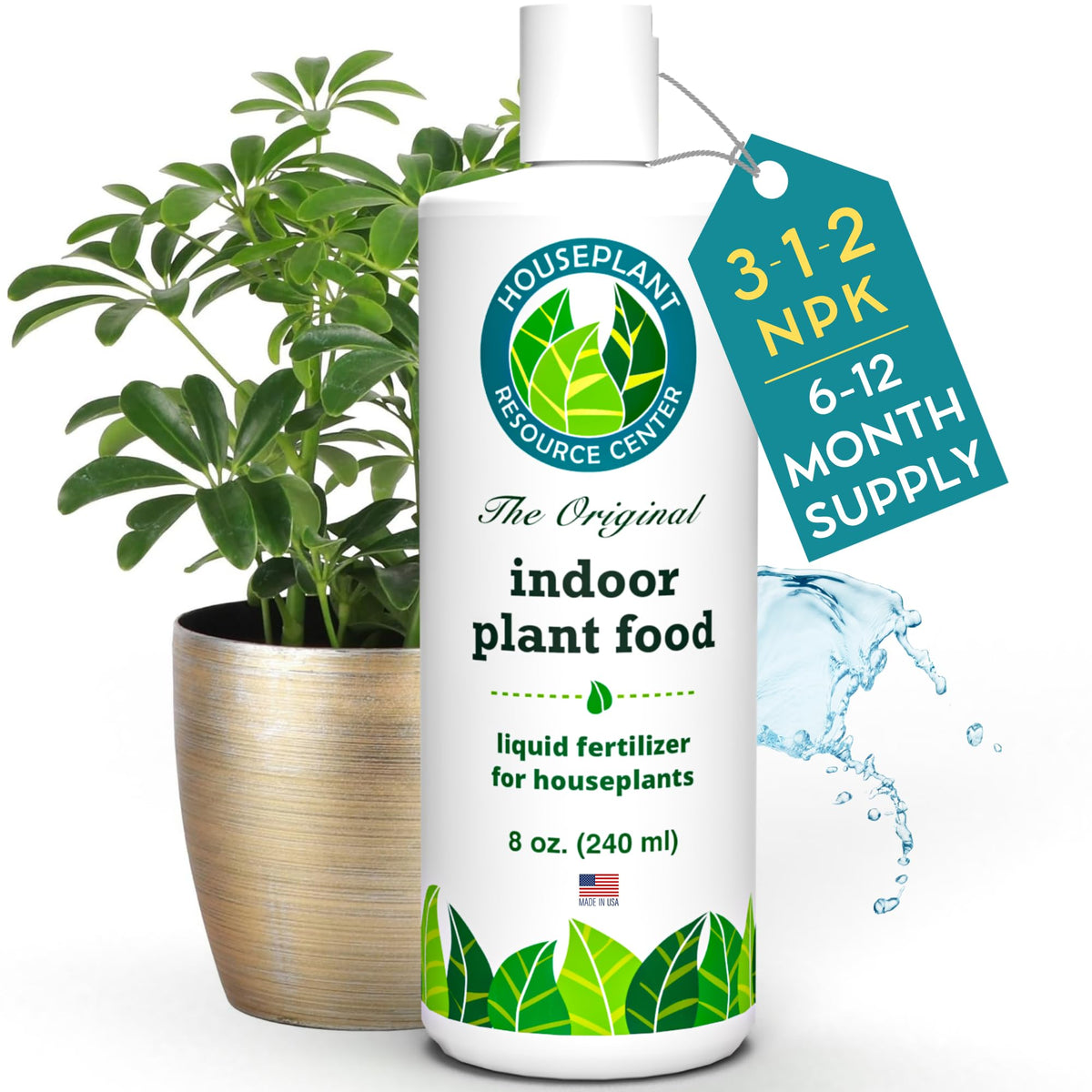 Front view of HOUSEPLANT RESOURCE CENTER Indoor Plant Food 8 oz bottle