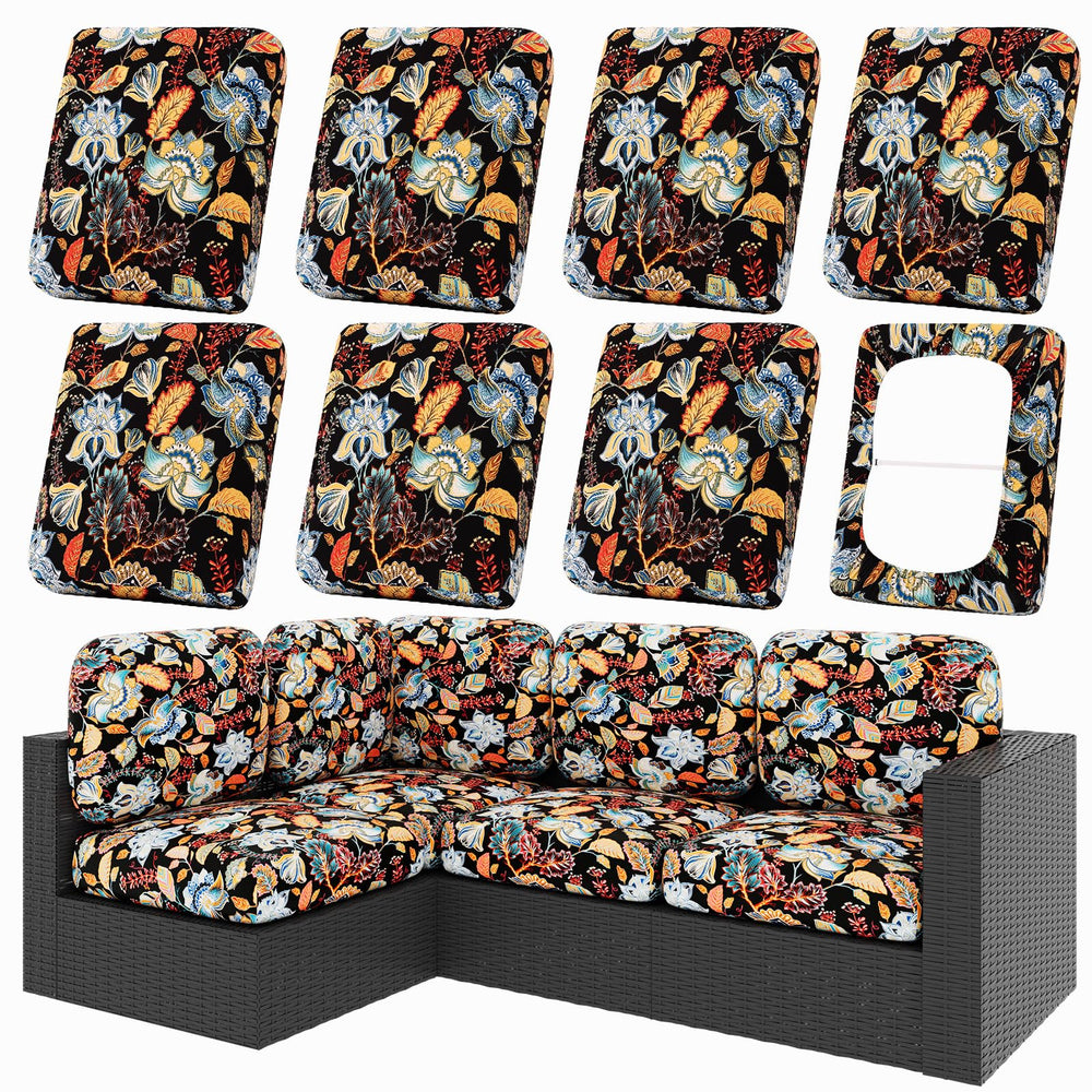 Front view of hyha 8-piece floral patio cushion covers