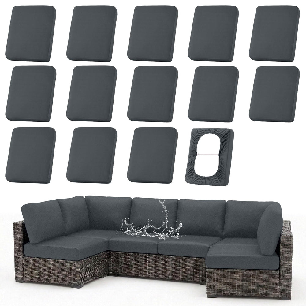 Front view of hyha Waterproof Outdoor Cushion Covers in Dark Grey