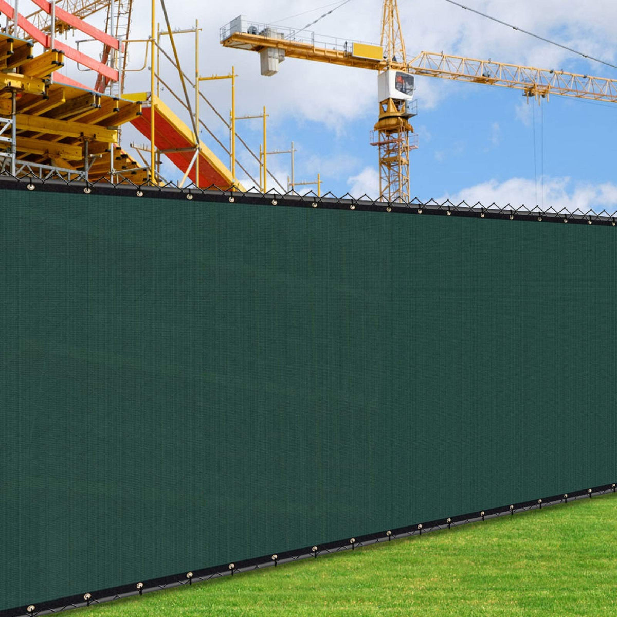 Front view of i COVER 5x25ft Privacy Screen Fence in green