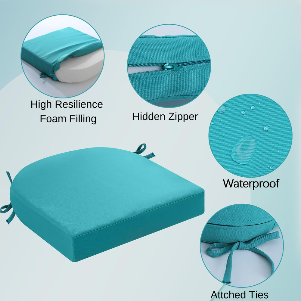 Front view of idee-home outdoor chair cushion, 17x17 inches