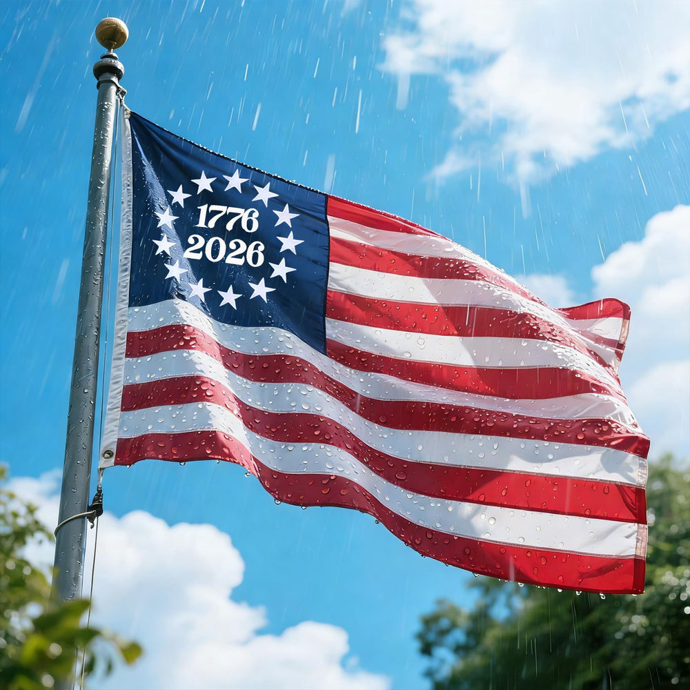 Front view of irbrisu American Flag 5x8 FT with embroidered stars