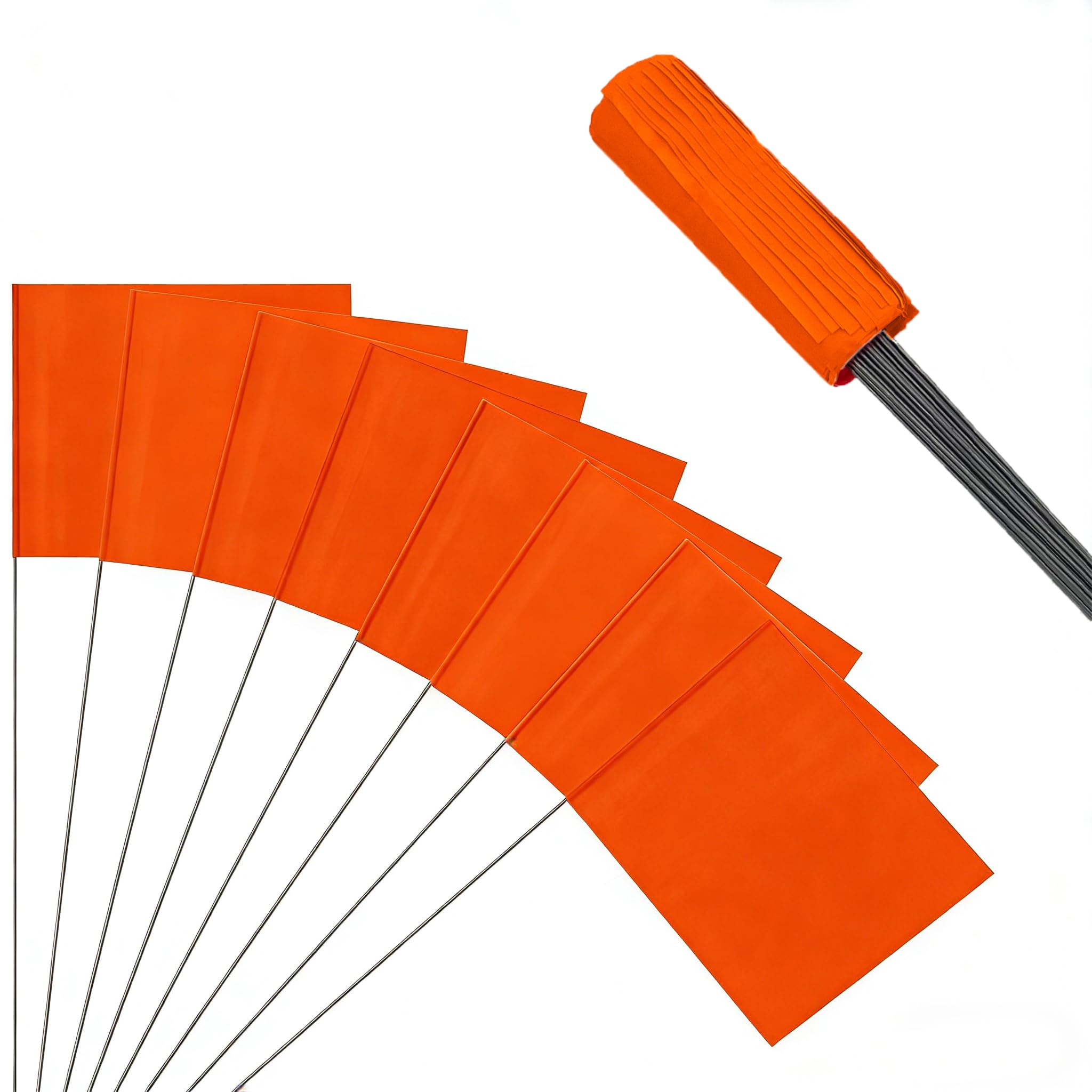 Front view of JIZHGRAD 50 Pack Orange Marking Flags
