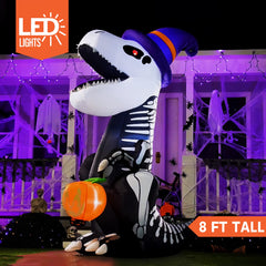 Front view of Joiedomi inflatable dinosaur with LED lights