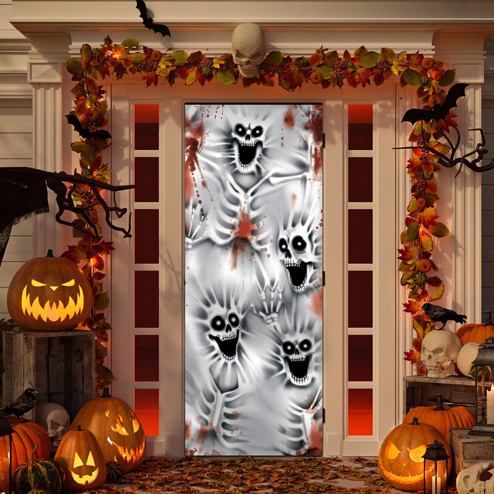 Front view of JOYIN Halloween door cover in black
