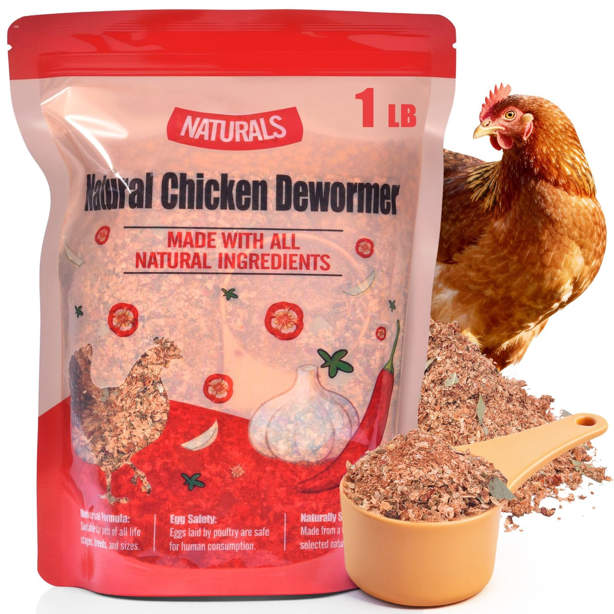 Front view of Jqely Chicken Dewormer Powder packaging