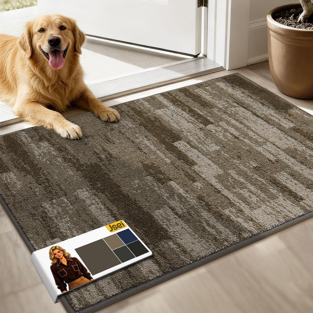 Front view of JSEI Dirt Trapper Door Mat 24x36 in brown