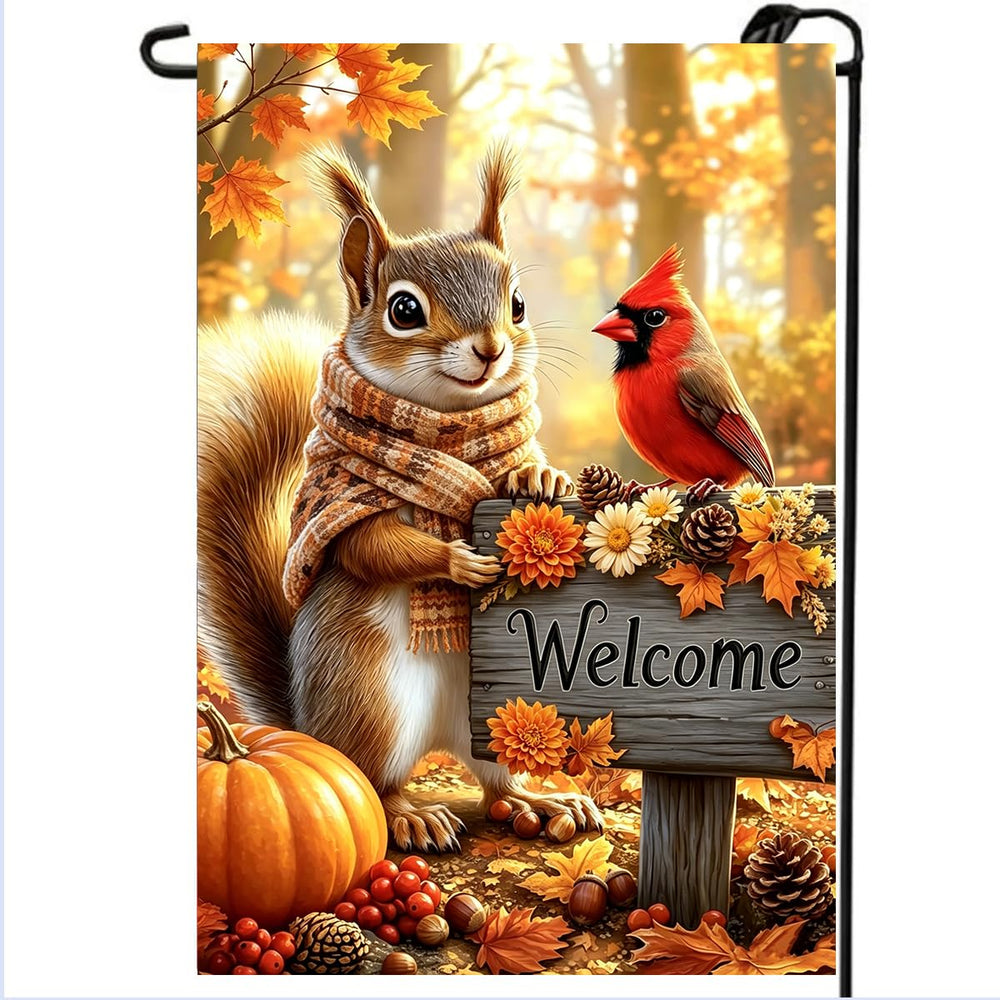 Front view of LienzoFest Fall Garden Flag 12x18 featuring colorful autumn design