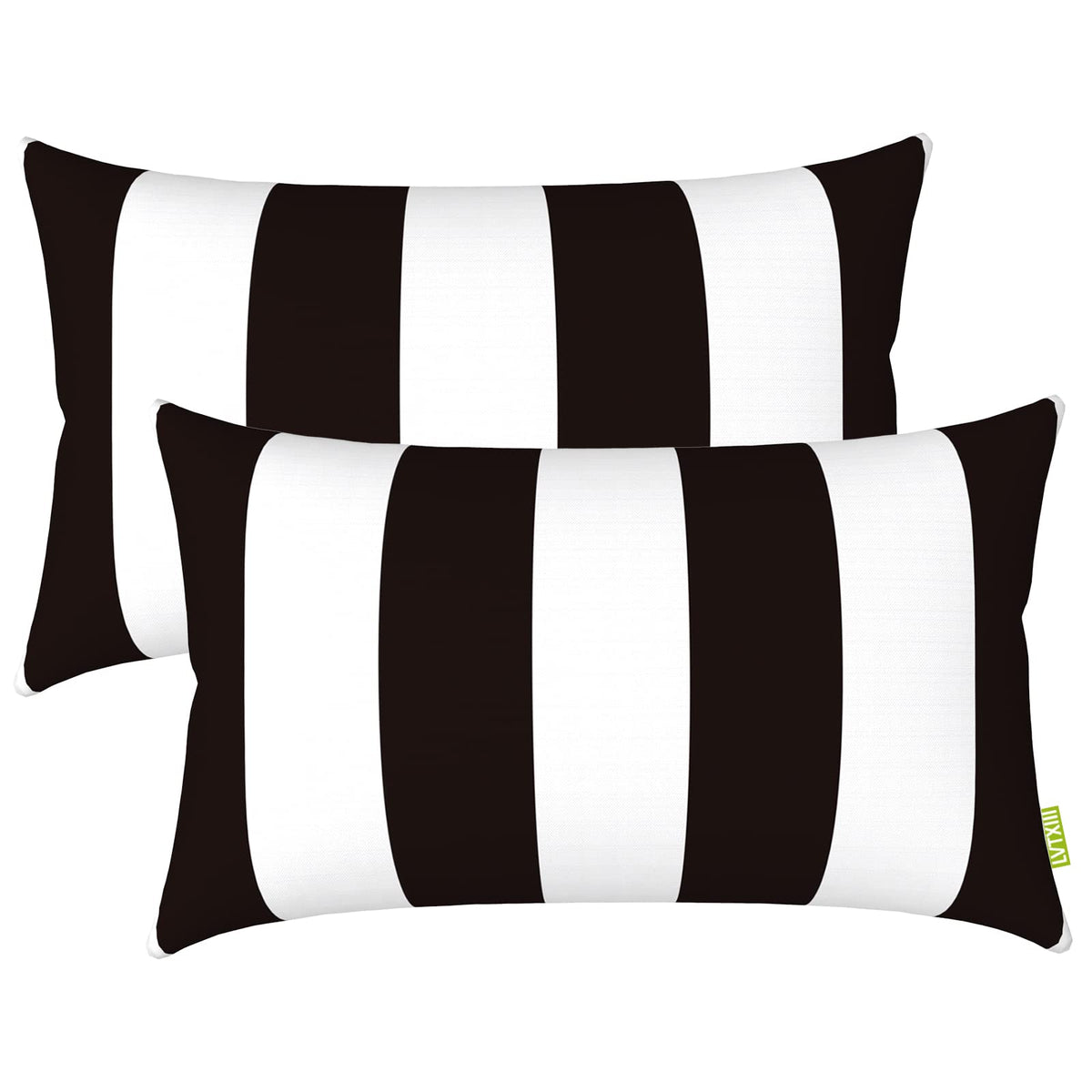 Front view of LVTXIII 12" x 20" lumbar pillow cover in Cabana Black