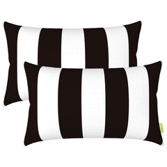 Front view of LVTXIII 12" x 20" lumbar pillow cover in Cabana Black