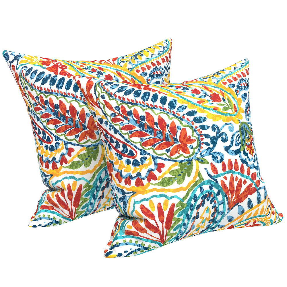 Front view of LVTXIII outdoor pillow covers in paisley multi pattern