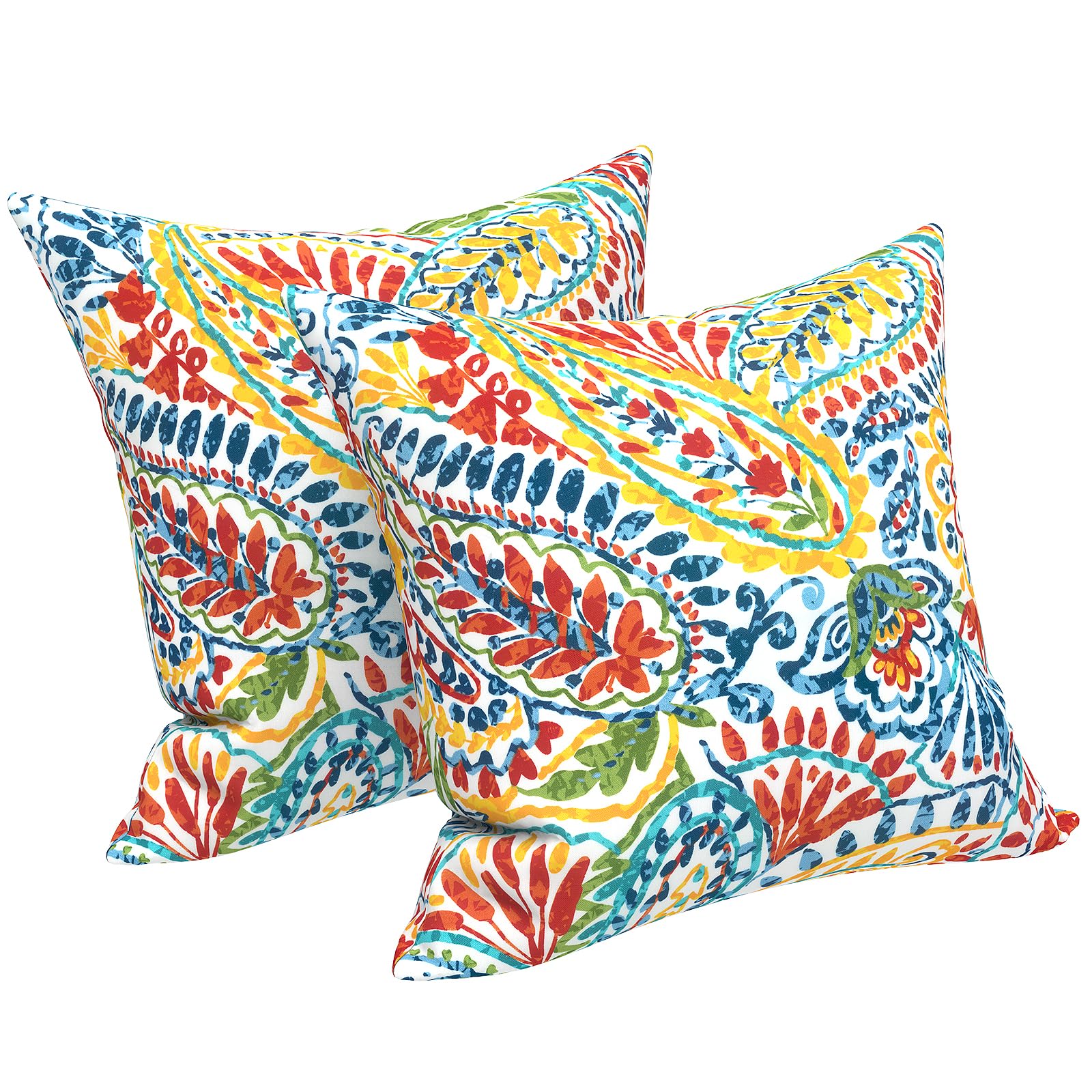 Front view of LVTXIII Outdoor Throw Pillows 20"x20" in paisley multi