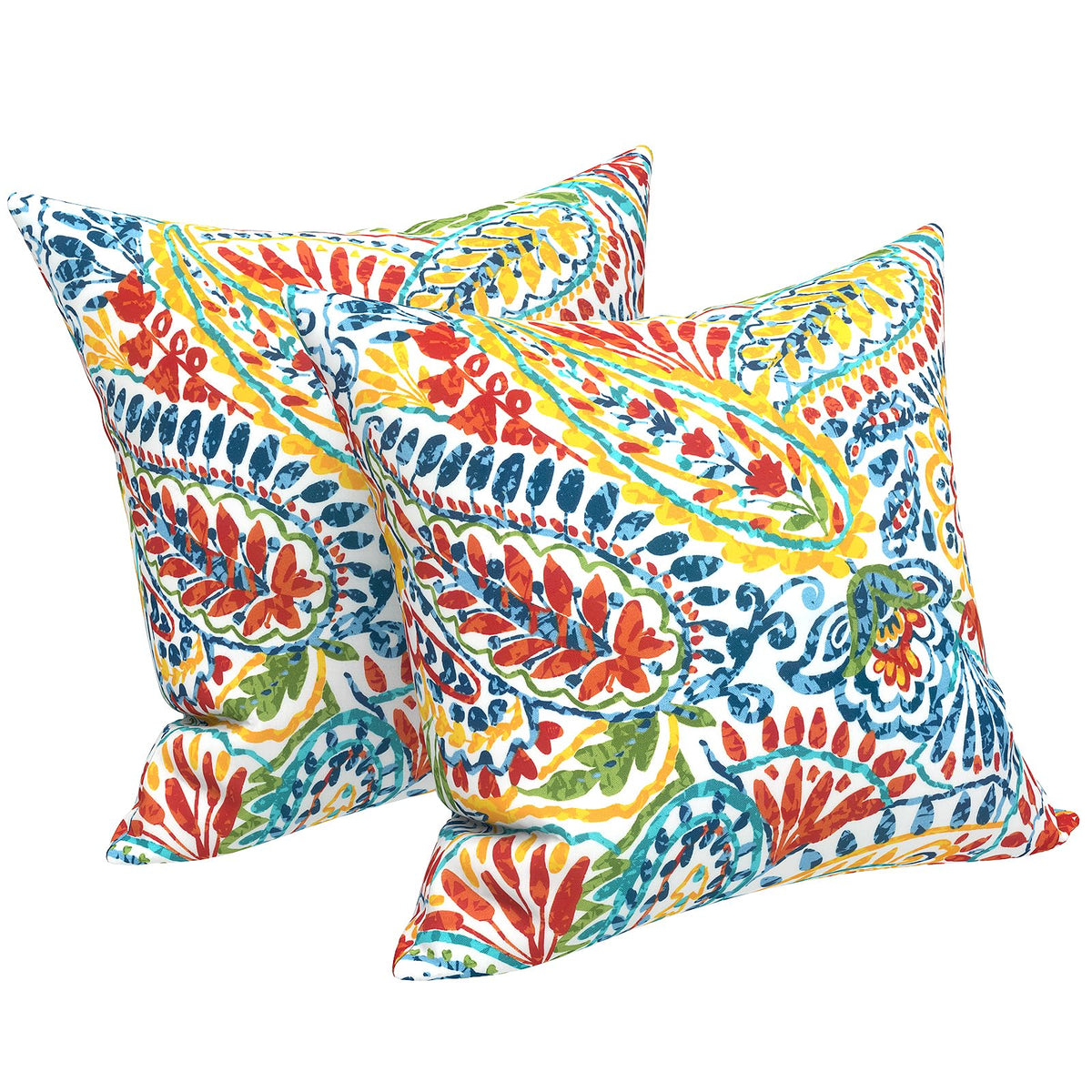 Front view of LVTXIII Outdoor Throw Pillows 20"x20" in paisley multi