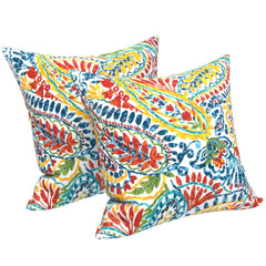 Front view of LVTXIII Outdoor Throw Pillows 20"x20" in paisley multi