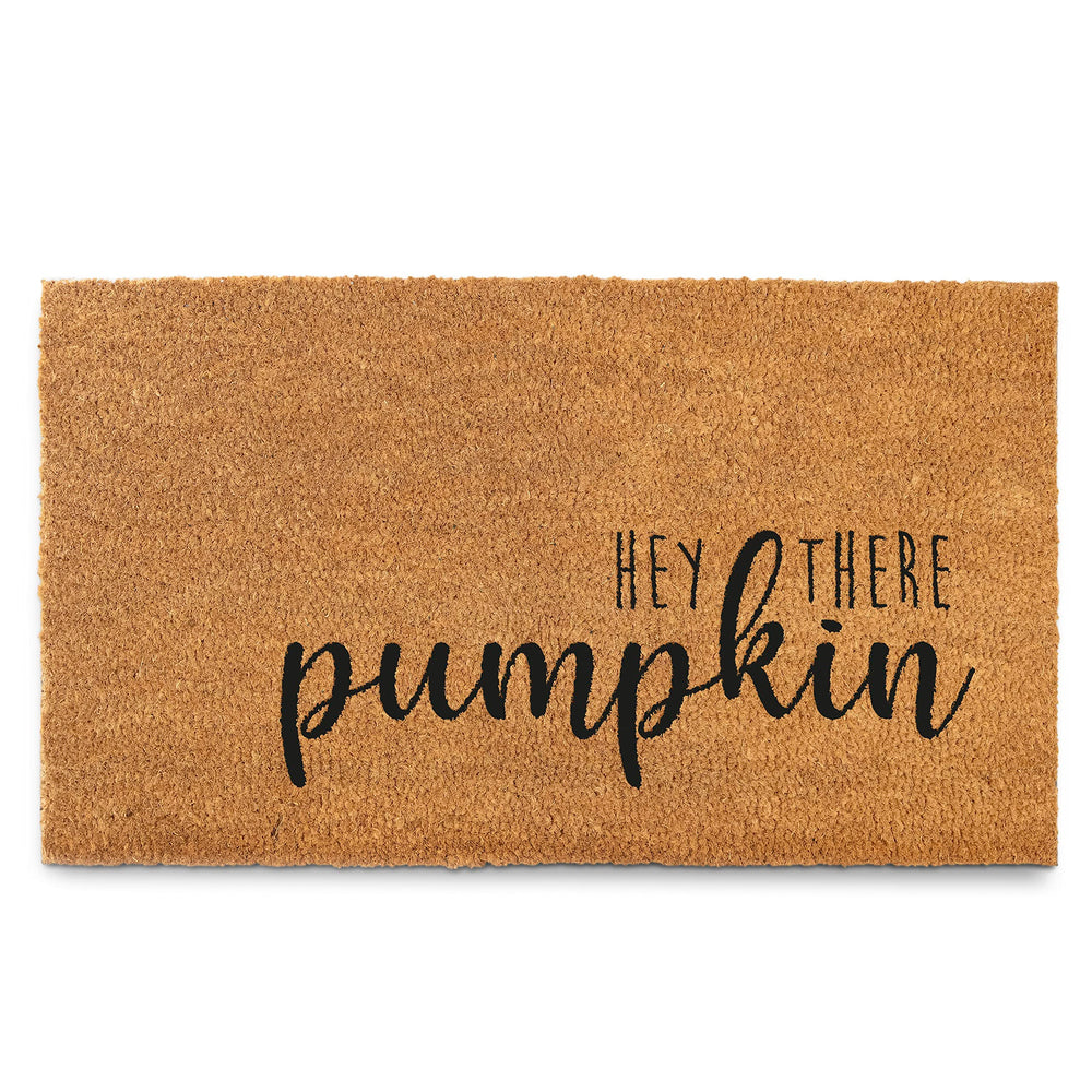Front view of MAINEVENT Hey There Pumpkin Door Mat with coir material