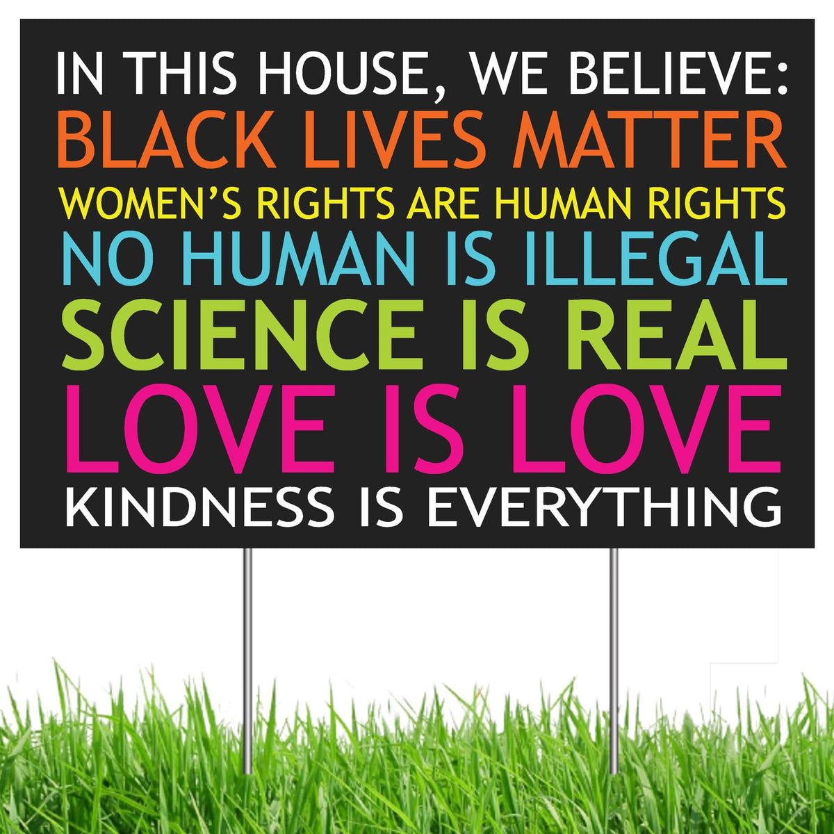 Front view of MEGA FORMAT Black Lives Matter Yard Sign 12" x 18"