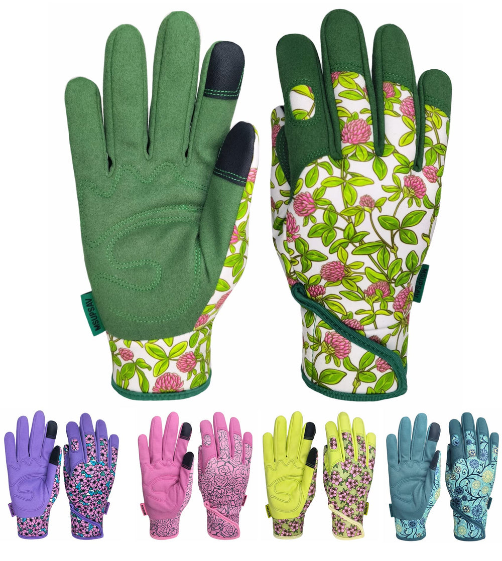 Front view of MSUPSAV Gardening Gloves in green