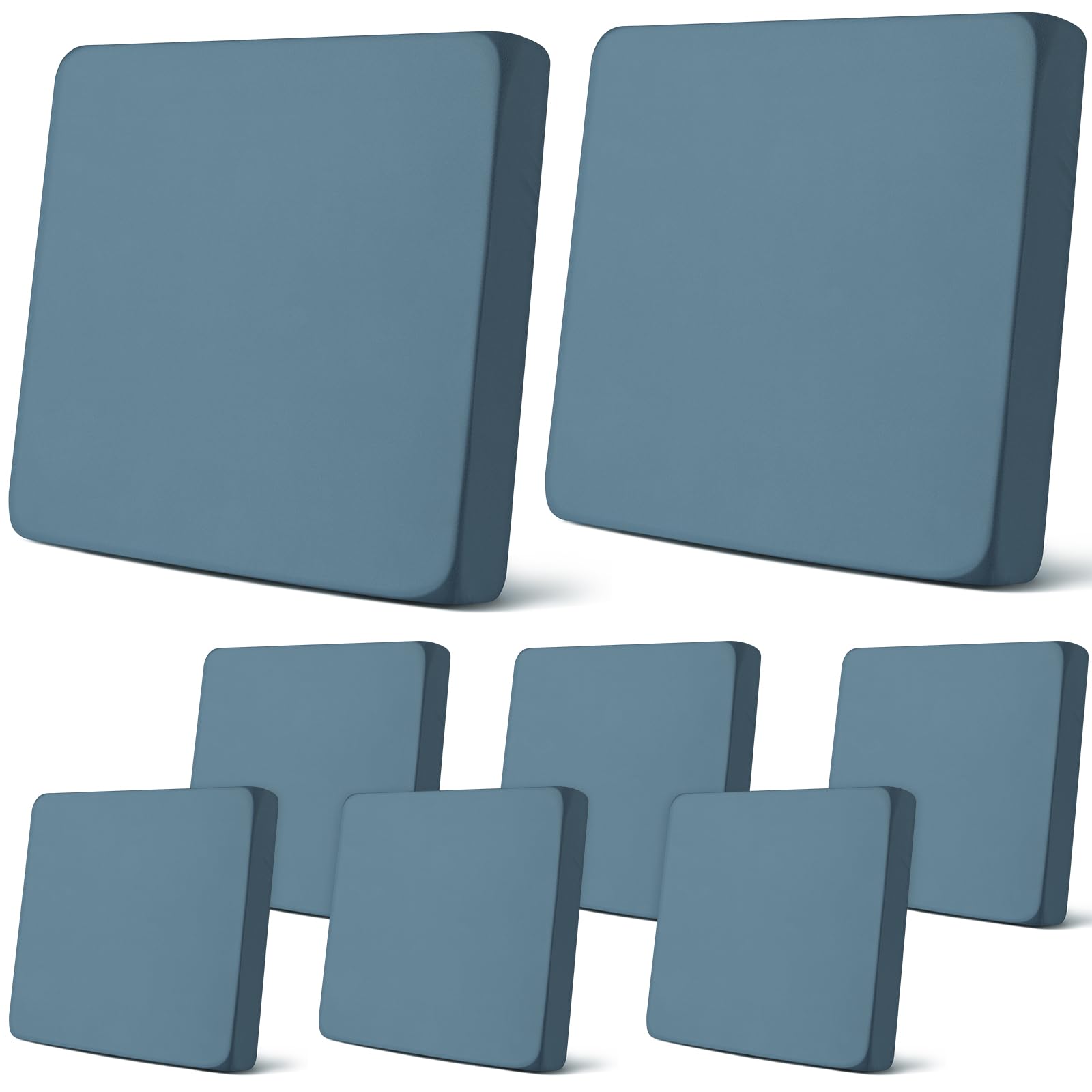 Front view of Newwiee 8 pcs patio cushion covers in gray blue