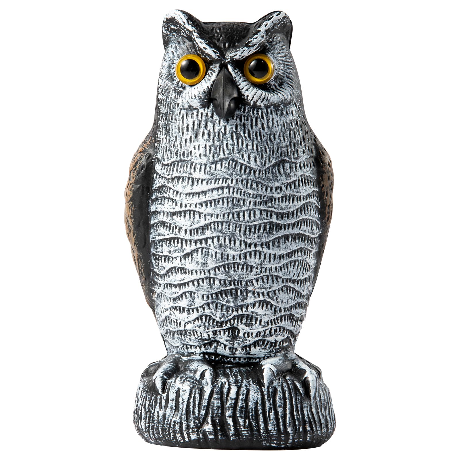 Front view of OFFO 8 inch realistic owl statue in brown