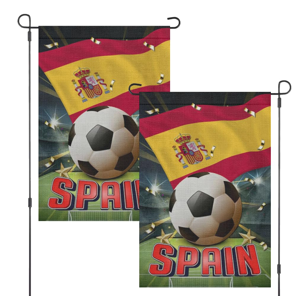 Front view of OHOLPCAE Double-Sided Spain Garden Flag 12x18in