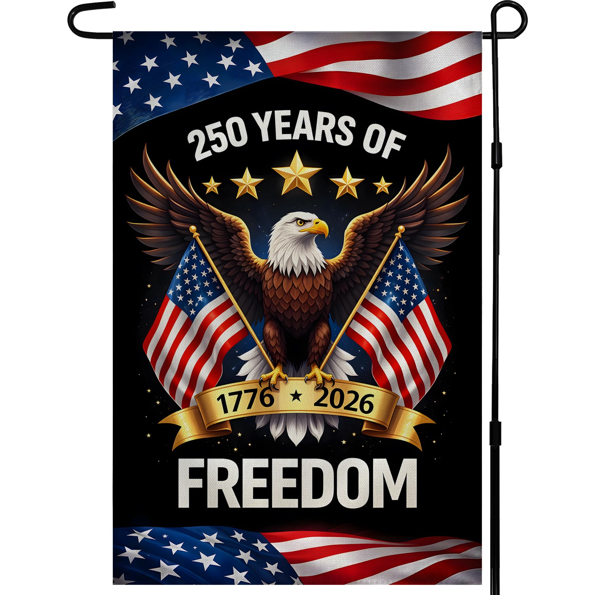 Front view of OHOME 250th Anniversary USA flag with eagle design