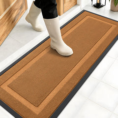 Front view of OLANLY 47x17 tangerine orange doormat