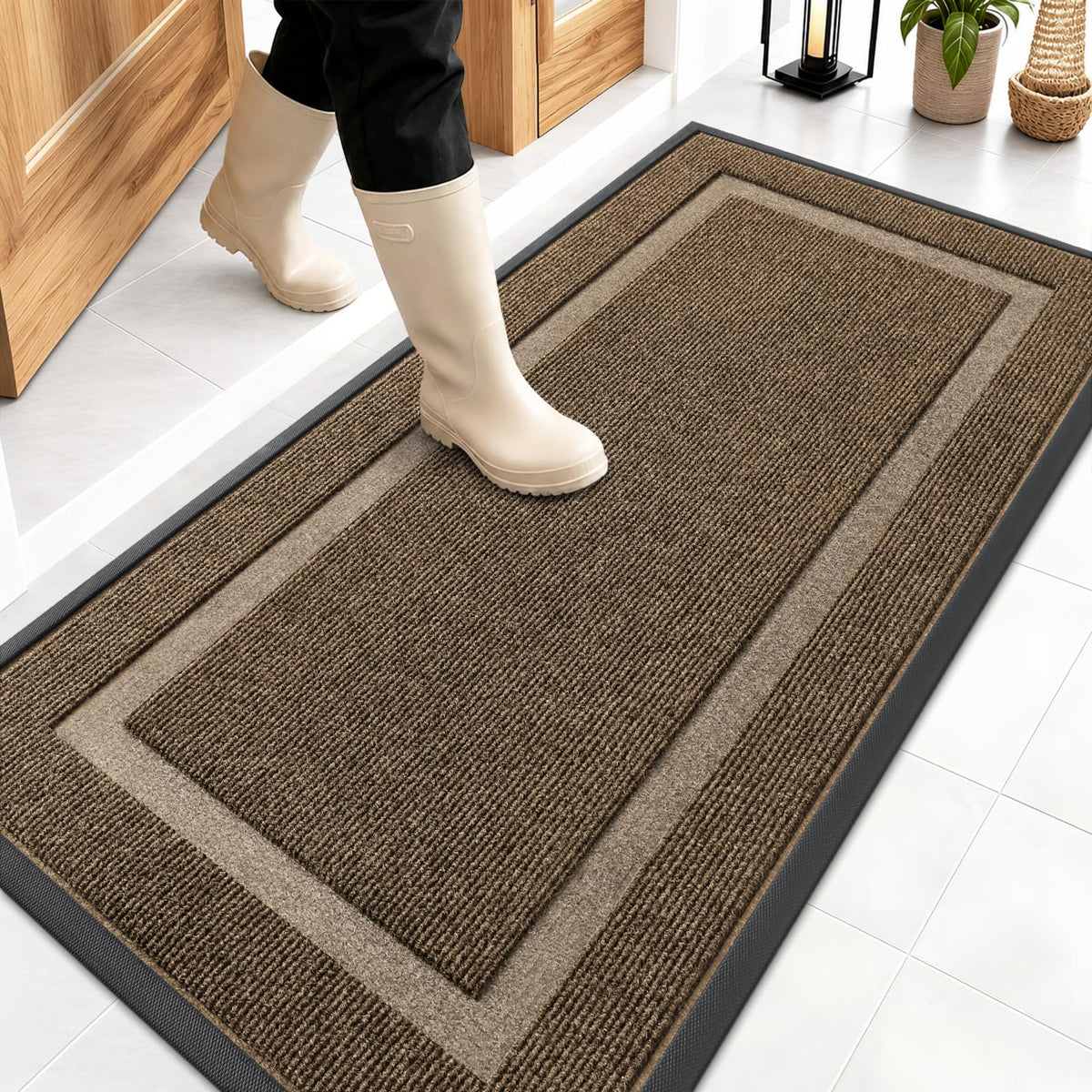 Front view of OLANLY 47x23 heavy-duty doormat