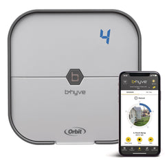 Front view of Orbit B-hyve Indoor Smart Sprinkler Controller in gray