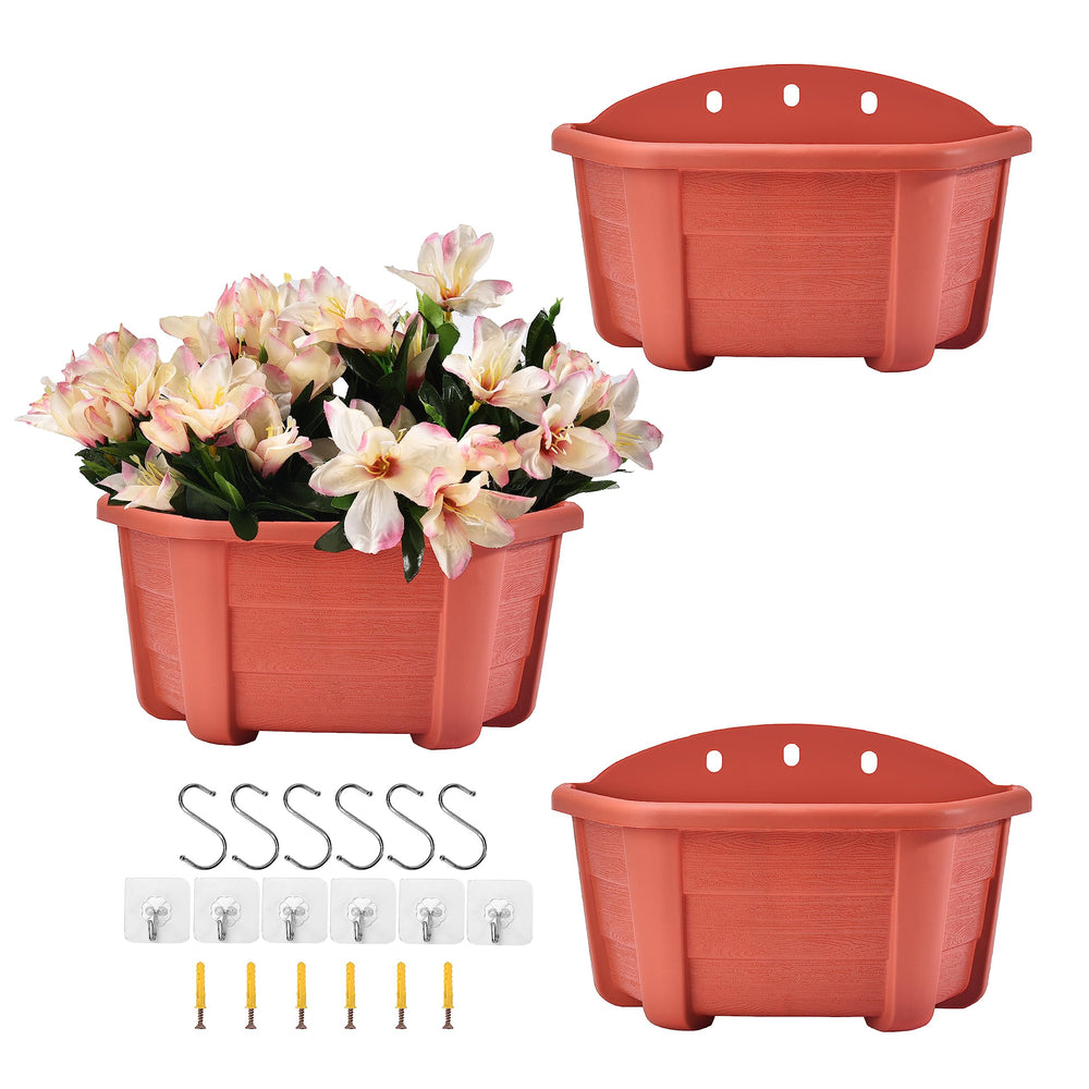 Front view of ORIMERC 9.8 inch black wall hanging planter with drainage hole
