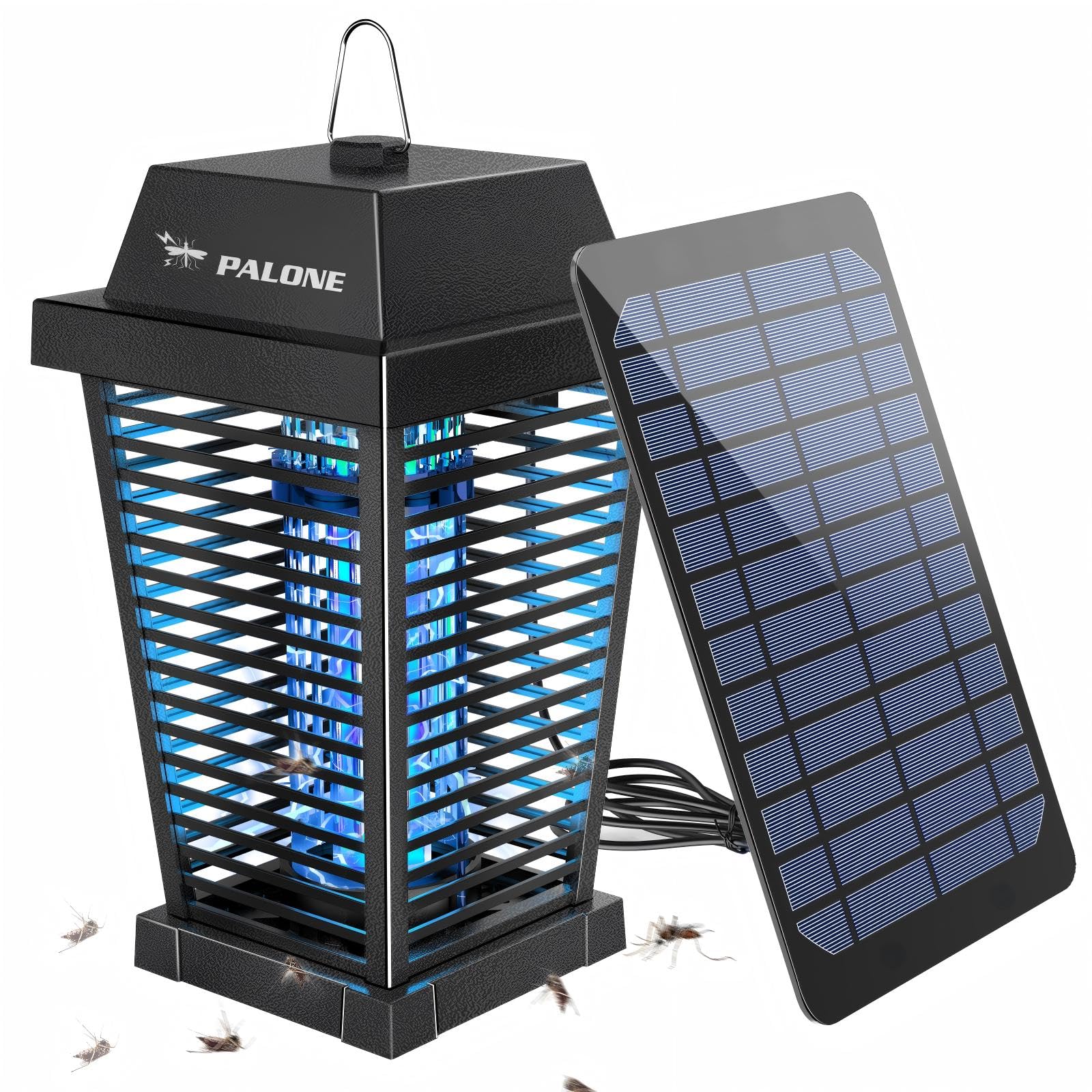 Front view of PALONE Solar Bug Zapper in blue