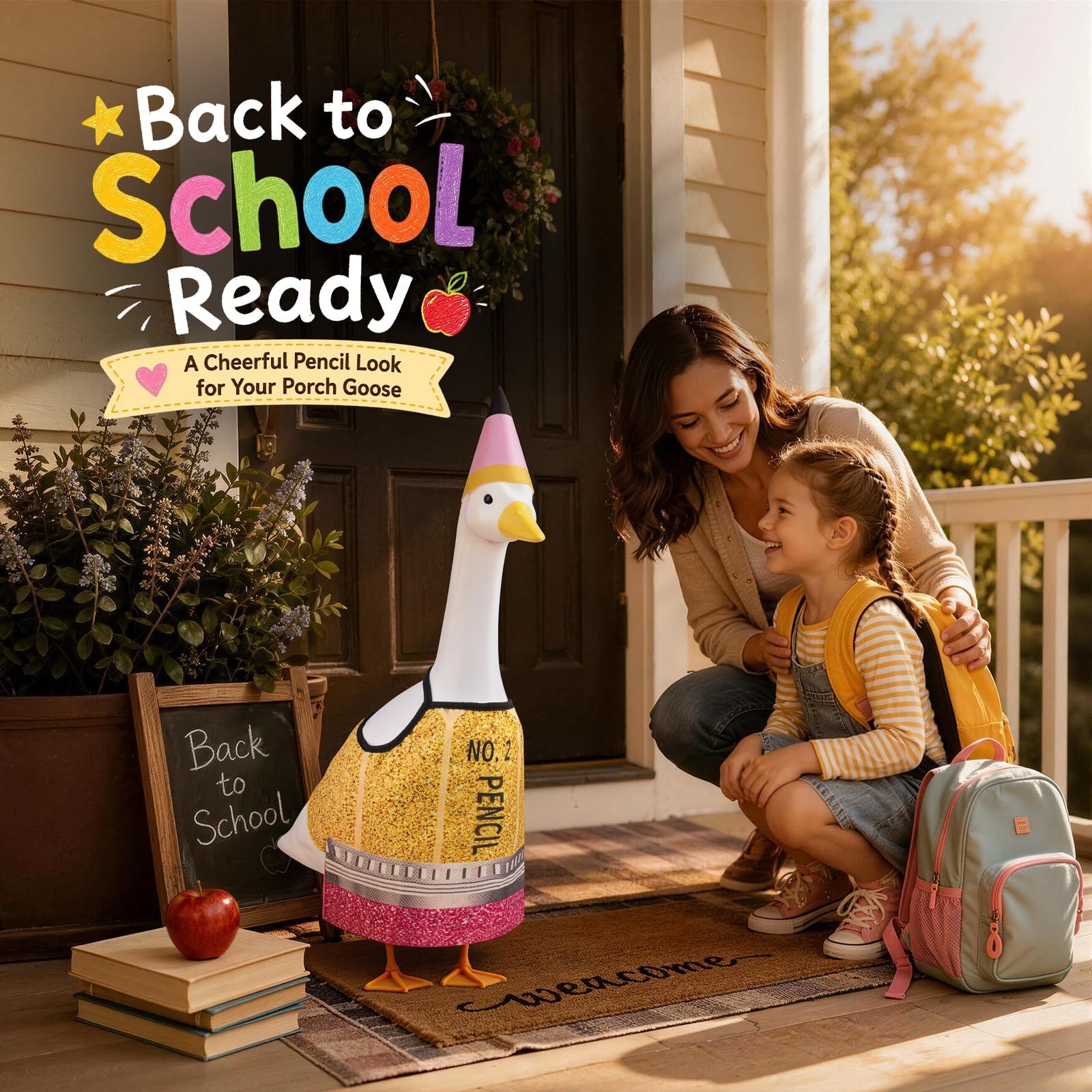 Front view of Pextian Goose Outfit for outdoor decor