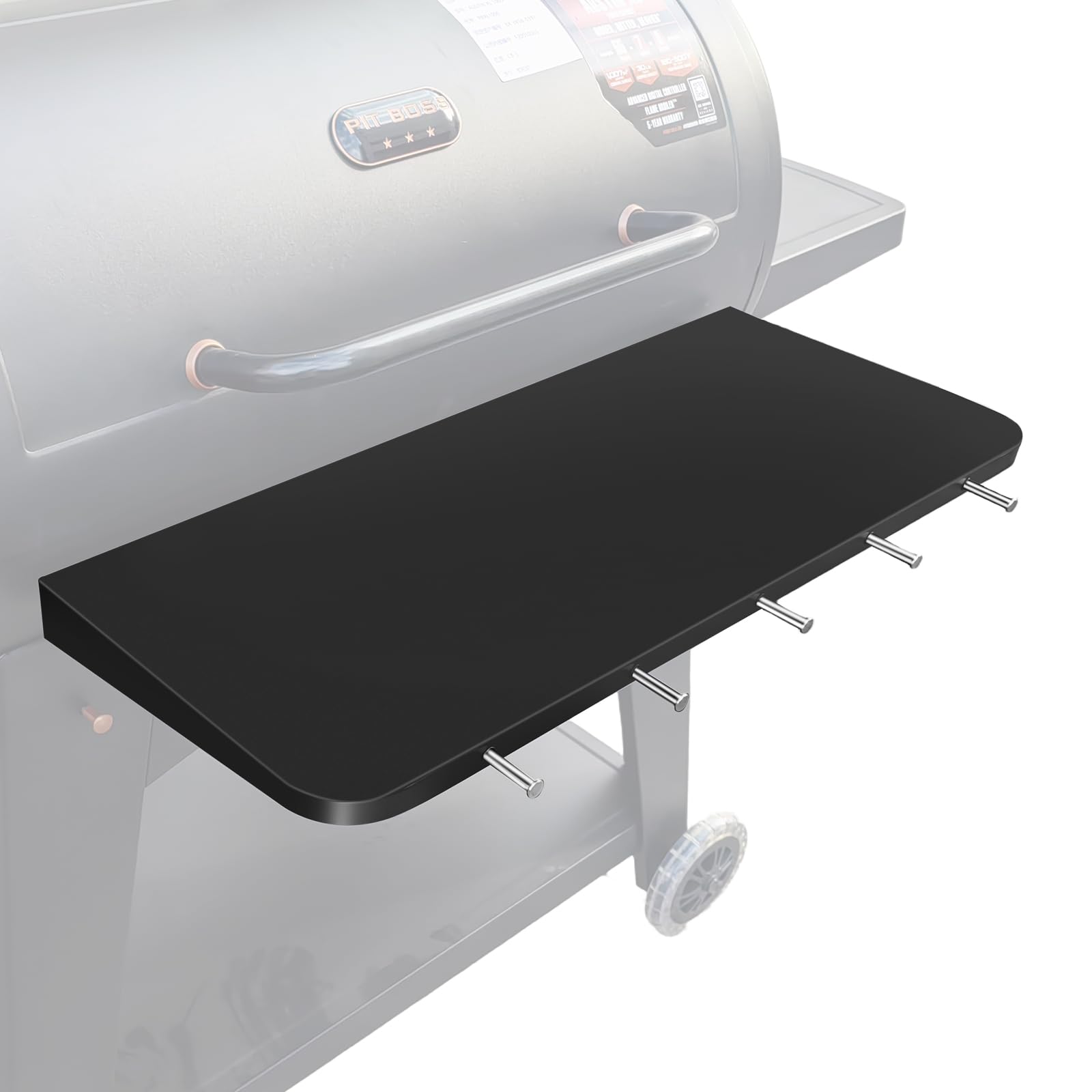 Front view of QuliMetal Foldable Front Shelf for Pit Boss Austin XL 1000, black