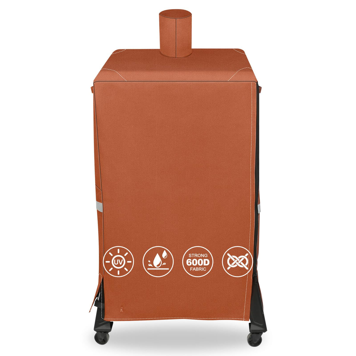 Front view of QuliMetal Vertical Smoker Cover for Pit Boss, brown