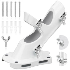 Front view of REERON 1 inch flag pole bracket in white