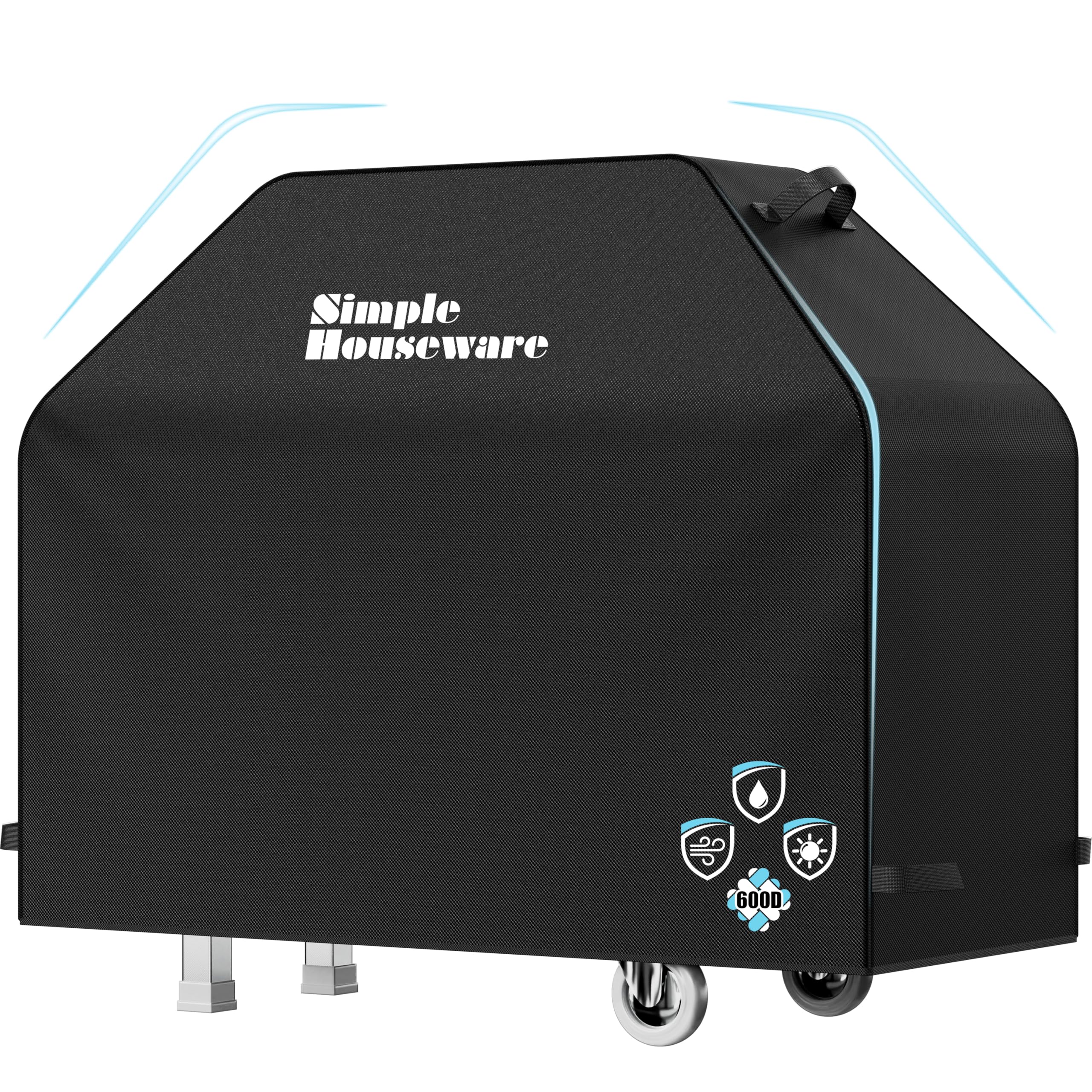 Front view of Simple Houseware 55 in. BBQ Gas Grill Cover in black