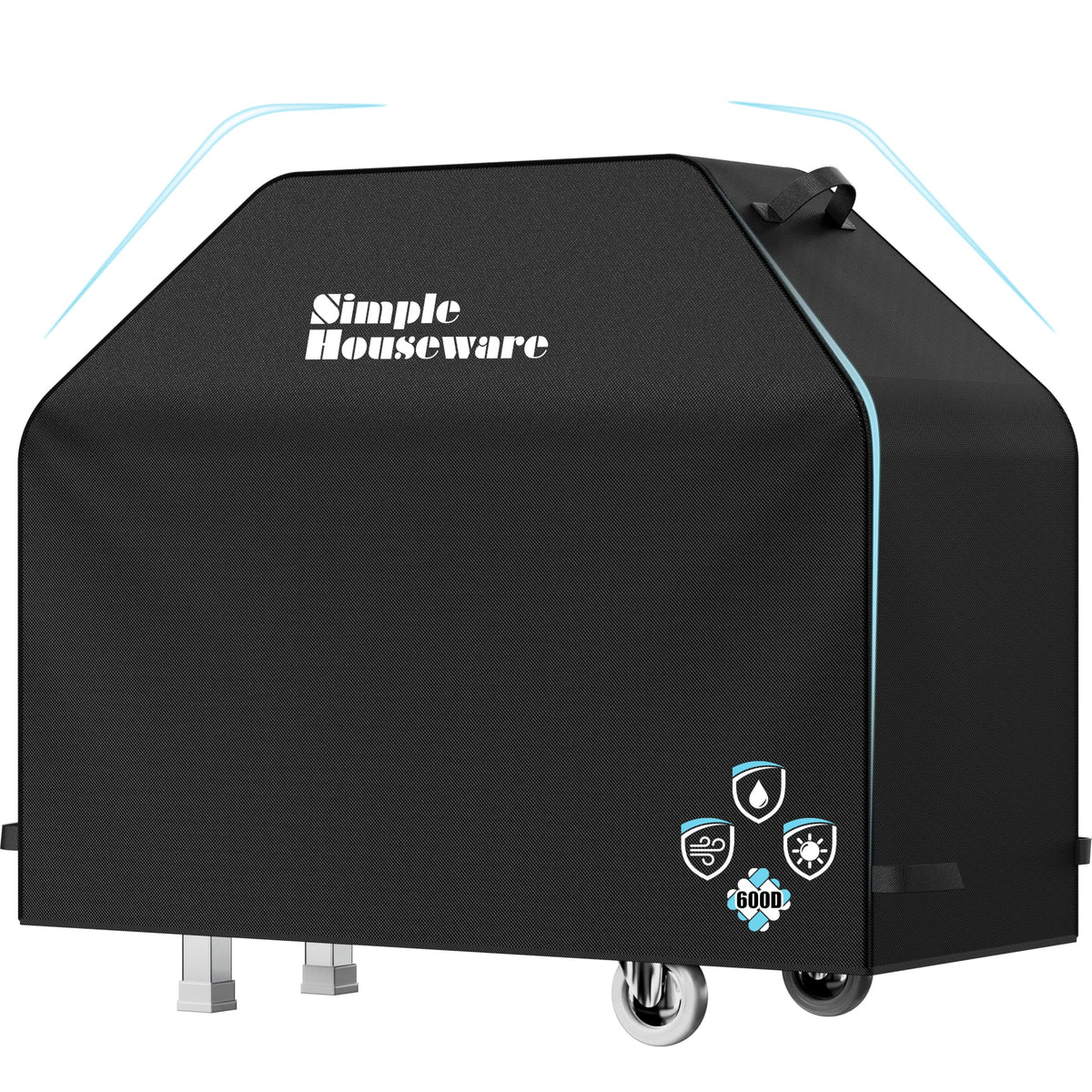 Front view of Simple Houseware 55 in. BBQ Gas Grill Cover in black