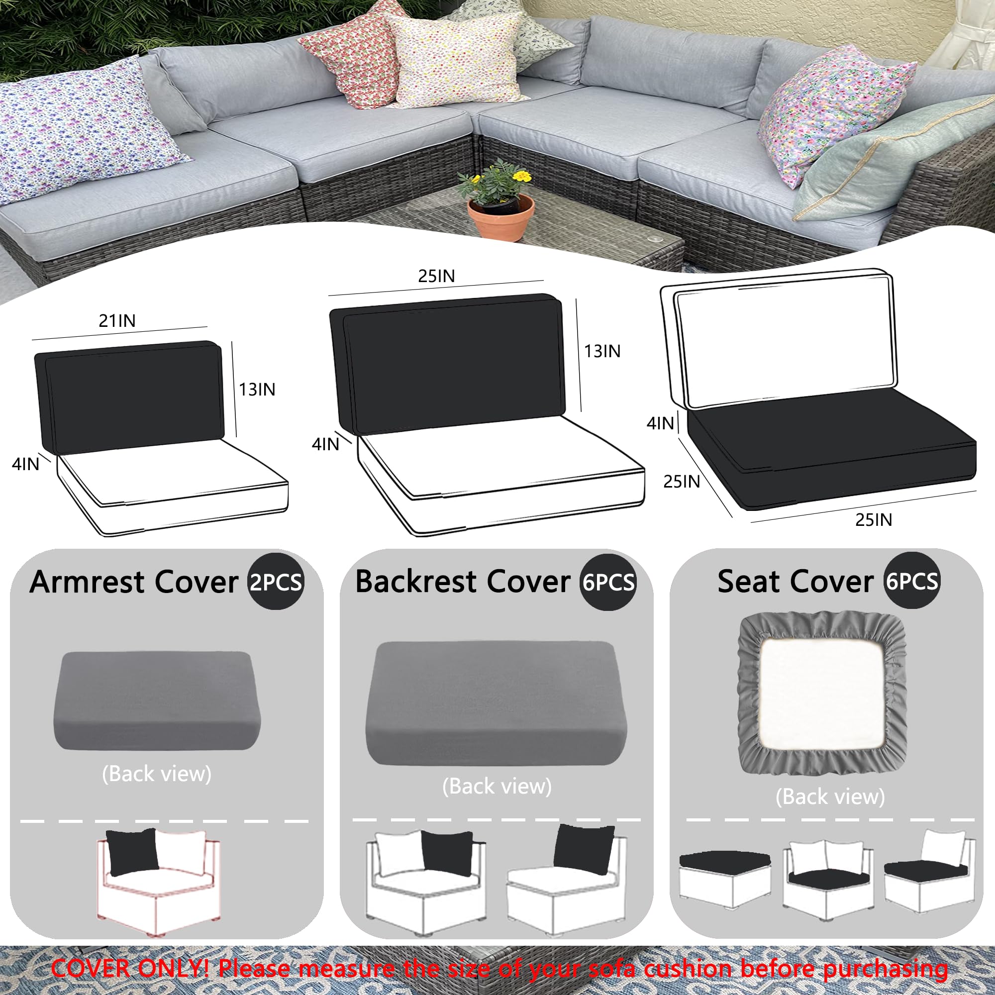 Front view of Sqodok Outdoor Cushion Cover with zipper detail