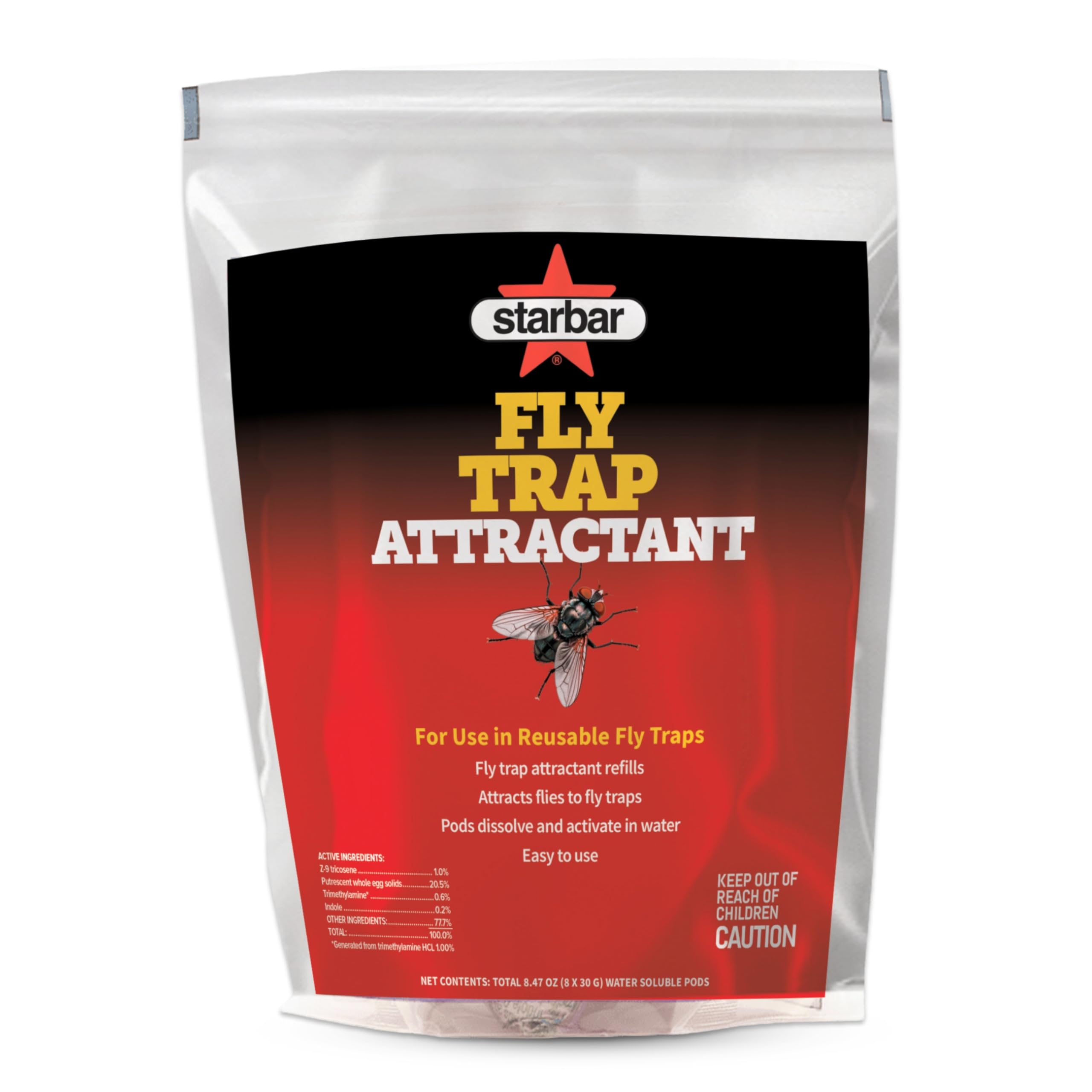 Front view of Starbar Fly Trap Attractant Refills with 8 pods