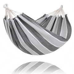 Front view of SUNCREAT Double Hammock in Light Gray and Dark Gray