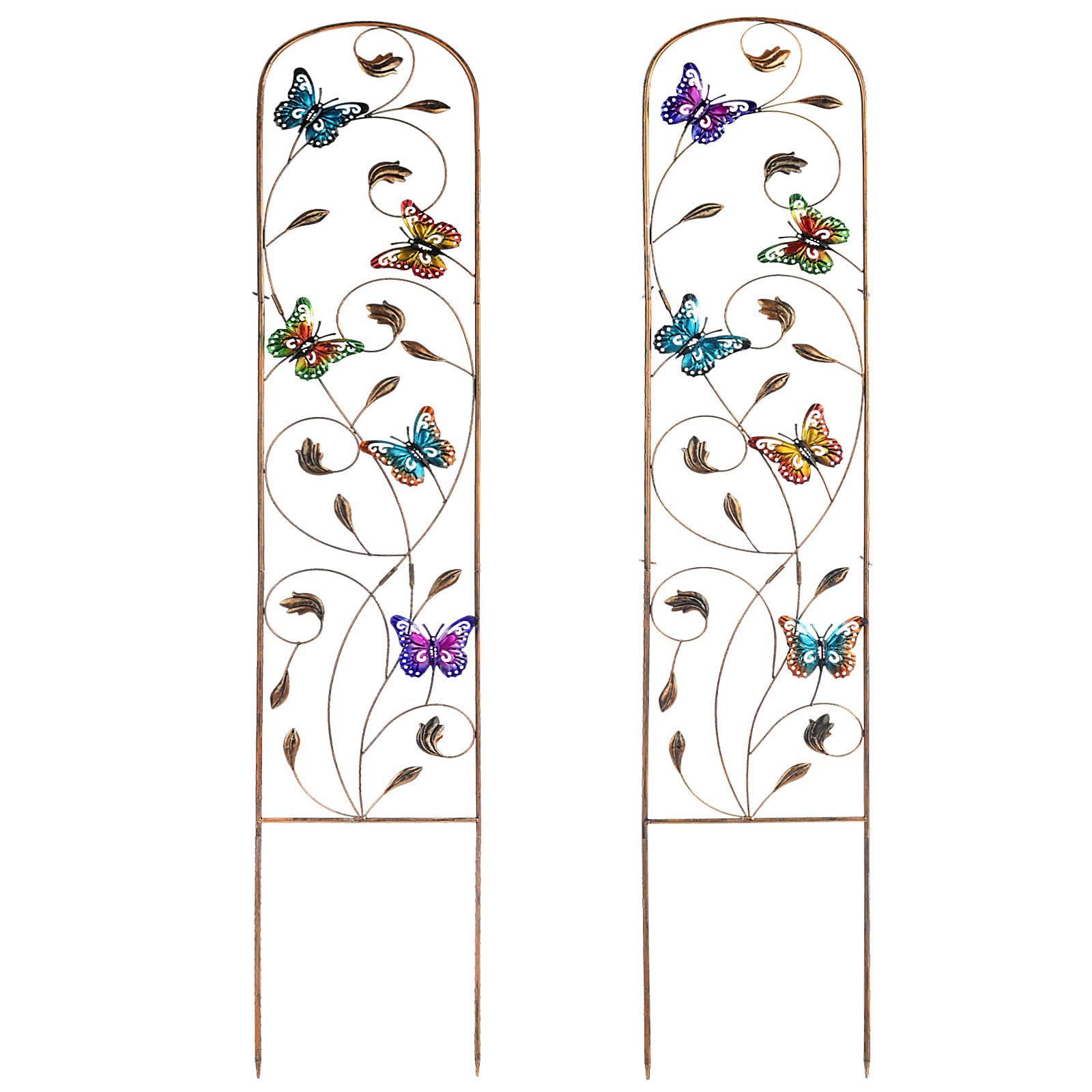 Front view of SUNNYPARK butterfly metal garden trellis set